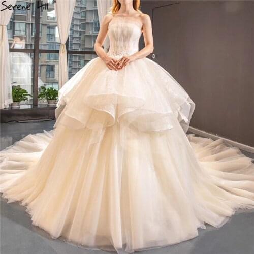 Light Champagne Off Shoulder Sexy Wedding Dresses 2019 Vintage Princess Bridal Gowns Serene Hill High-end Custom Made CHM66852