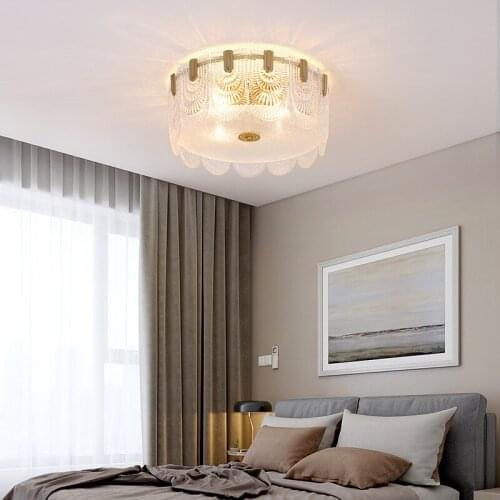 Nordic Style Postmodern Golden Glass Ceiling Lamp Simple Study Restaurant Living Room Bedroom E14 Decoration Light Fixtures