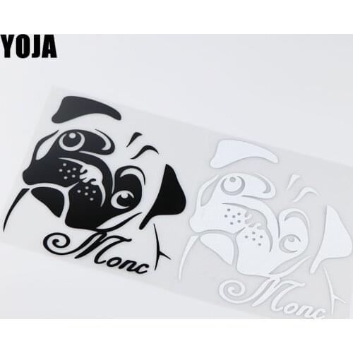 YOJA 14.7X16.8CM Pug On Board Warning Vinyl Decal Animal Car Sticker Accessories ZT4-0162