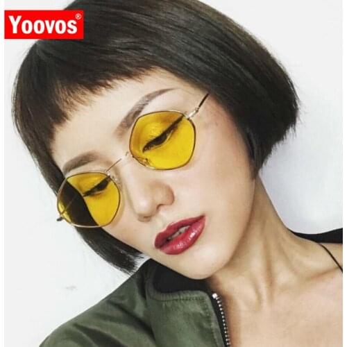 Yoovos 2021 Brand Designer Sunglasses Women Vintage Small Frame Polygonal Sunglasses Alloy Reflective Mirror UV400 Oculos De Sol