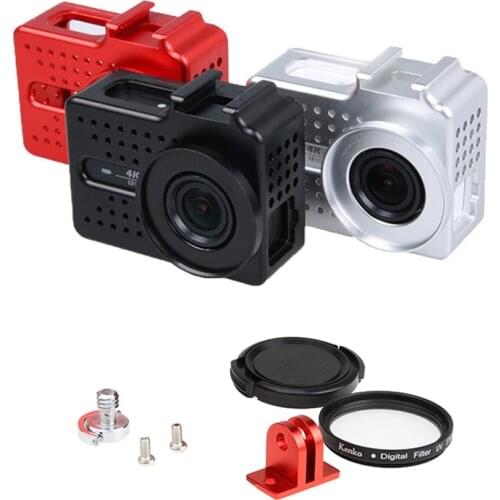 Yi 4K Aluminium Alloy Metal Housing Frame Xiaoyi Protective Case + UV filter for Xiaomi Yi 4K 2 4K+ action Camera accessories