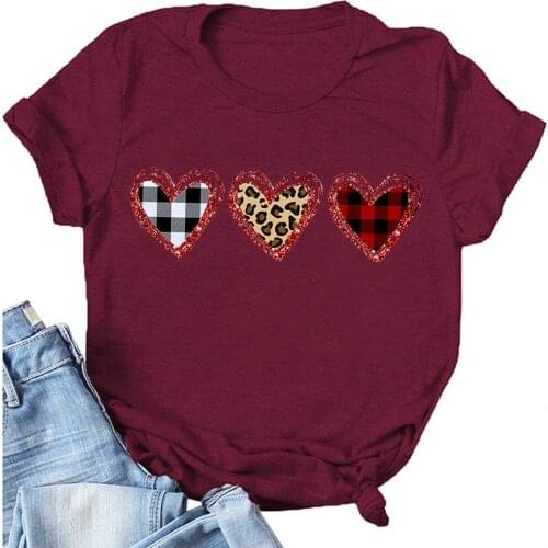 Fashion Valentine Printing Womens T-Shirts O-Neck Love Heart Women Casual Summer Top Harajuku Tee Short Sleeve Shirt For Couple