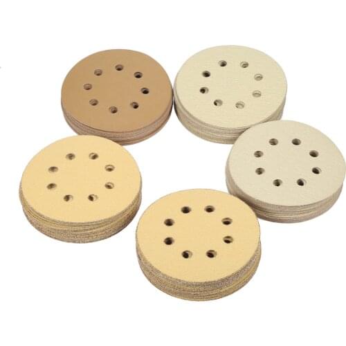 100pcs 8 Hole Sandpaper 125mm Grits Hook Loop Sandpaper Sanding Disc for Metal & Automotive Wood
