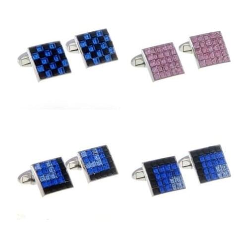 5pairs/lot Luxury Big Zircon Cufflinks Square Crystal Rhinestone Cuff Links Business Shirt Cufflinks Mens Jewelry Wholesale