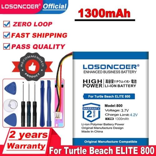 LOSONCOER 1300mAh Li-Polymer Polymer Rechargeable Battery for Turtle Beach ELITE 800 Headset P803040 Elite 800X