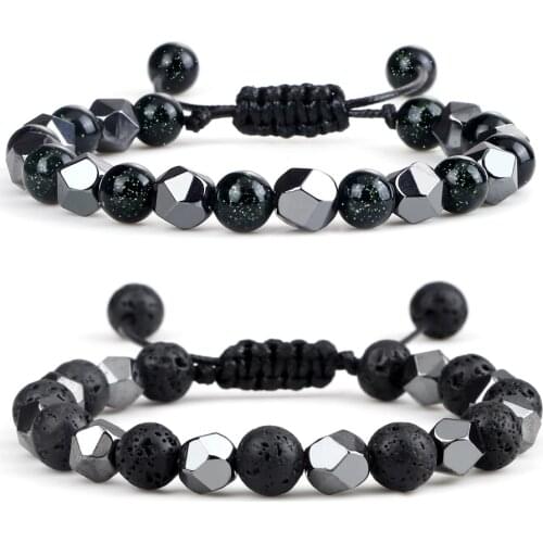 8MM Irregular Hematite Braided Bracelet Women Charm Tiger Eye Natural Stone Bangles Jewelry Men Prayer Pulsera Gift for Friend