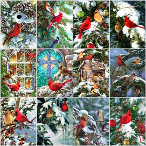 AZQSD Christmas Diamond Painting Birds Winter Diamond Embroidery Sale Animal Handmade Picture Of Rhinestones Gift Home Decor