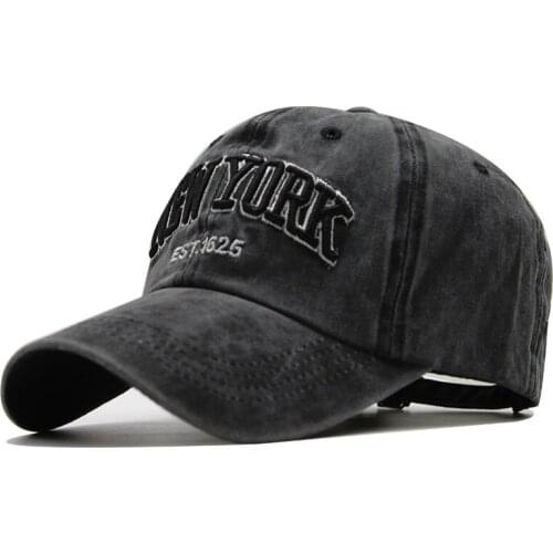 Sand washed 100% cotton baseball cap hat for women men vintage dad hat NEW YORK embroidery letter outdoor sports caps