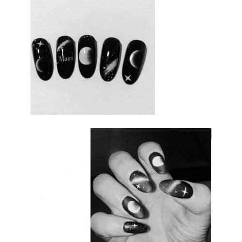 DIY 1Sheet 3D Water Decals Nail Art Stickers snow white color moon stars Adhesive on Nails of Dandelions Stickers Manicure Z028