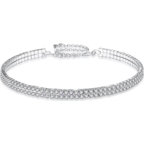 European and American creative luxury wedding party shiny multi-row diamond jewelry collar necklace clavicle