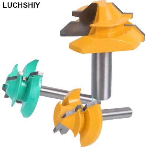 Milling Cutter Woodworking Tools 45° Lock Miter Router Bit 1/2 1/4 Shank Tenon Milling Cutter Tools Drilling Milling For Wood