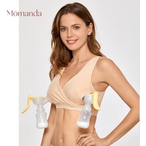 Cotton Wireless Nursing Breastfeeding Bra Hands-Free Nursing Sleep Bra for Pumping