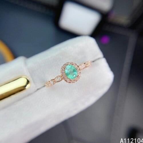 KJJEAXCMY fine jewelry 925 sterling silver inlaid natural emerald women fresh lovely OL style adjustable gem ring support detect