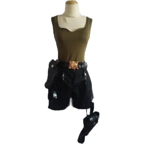 Tomb Raider Lara Croft Cosplay Costume with gun bag