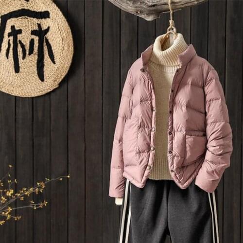 SEDUTMO Spring Duck Down Coat Women Ultra Light Thin Short Puffer Jacket Winter Slim Pocket Parkas ED1432