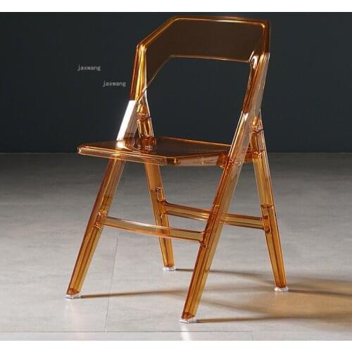 Nordic Transparent Acrylic Dining Chairs for Bedroom Living Room Kitchen Plastic Chair Foldable Household Makeup Backrest Chair