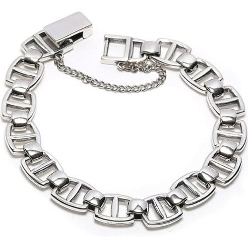 BOCAI New New Fashion S925 Sterling Silver Bracelet for Woman Creative Thai Silver Retro Stitching 925 Silver Woman Bracelet