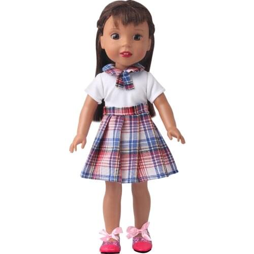 14.5 Inch Nancy American Paola Reina Doll Clothes Pink Blue Checked School Uniform Skirt Baby Girls Toys Accessories Gift x87