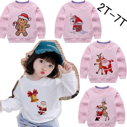 Autumn Infant Baby Boys Girls Sweatshirt Tops 2-7Y Letter Print Long Sleeve Pullover Causal Tops 2 Color Merry Christmas Cartoon