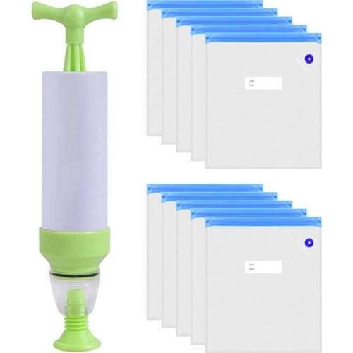 10Pcs Vacuum Sealer Bags Reusable Food Storage Seal Bags with Hand Pump Sealing Clips Household Food Wrap Freezing Storage bag