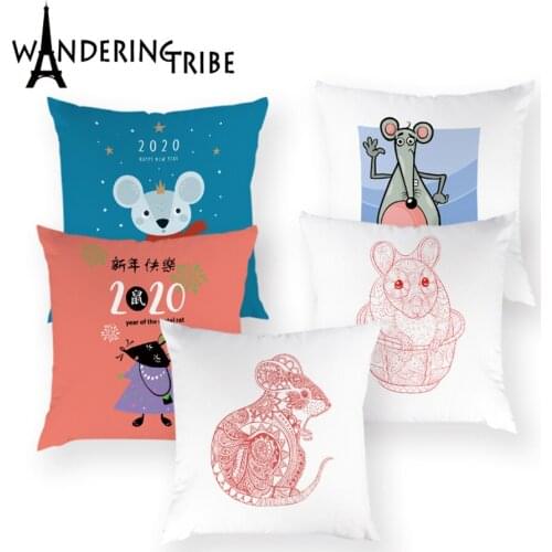 Chinese Zodiac Style Pillows For Bed Pillow Cases Home Decor Cover Pillow Animal Mouse Pattern Pillows For Bedroom Kissenbezug