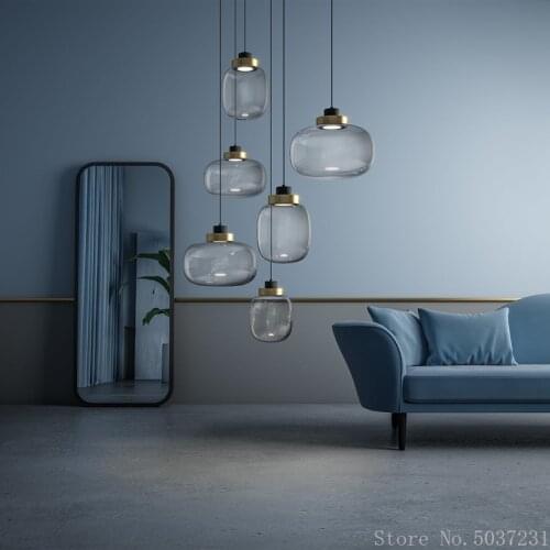 Nordic-style Glass Ball Pendant Lights Bedroom Bedside Hanging Lights Minimalist Modern Restaurant Bar Creative Decorative Lamp