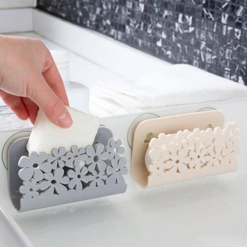 Sucking Disc Drain Rack Convenient Wall Mount PP Creative Flower Pattern Drain Holder Strong Construction for Home