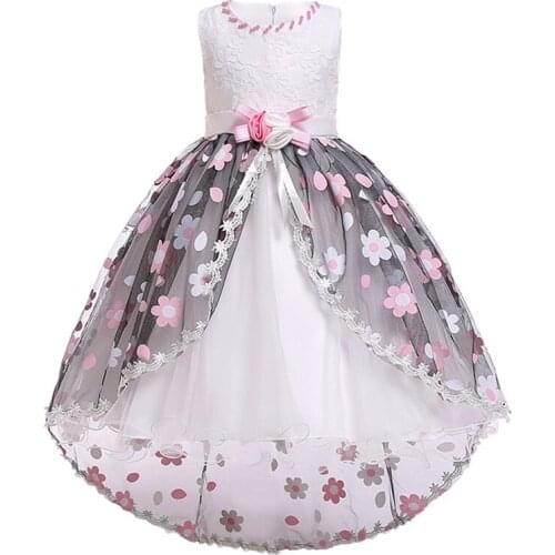 Vintage Princess Dress for Girls Photo Shoot High Low Hem Flower Belt Waist Ball Gown Dress Wedding Pageant Kids Dress for Girls