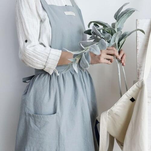 Vintage Lotus Leaf Lace Apron Korean Style Waterproof Cotton Baking Kitchen Flower Art Gardening Pinafore for Women