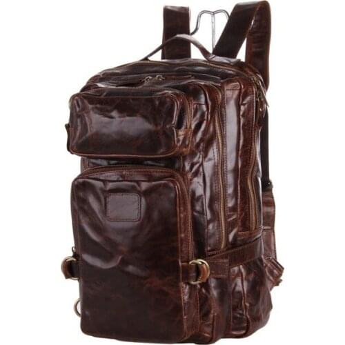 Nesitu High Quality Grey Coffee Vintage Genuine Leather Men backpack Women Real Skin Men Shoulder Bags Travel Bag #M7048
