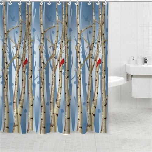 High quality polyester shower curtain mildew thickened red flower shower curtain waterproof thick dead tree shower curtain