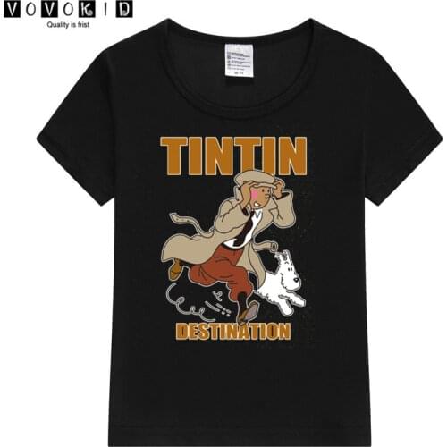 Little Girl Boy The Adventures of Tintin Print Funny T-shirt T shirt The Black Grey Pink Top Baby T Shirt Thanksgiving Shirt