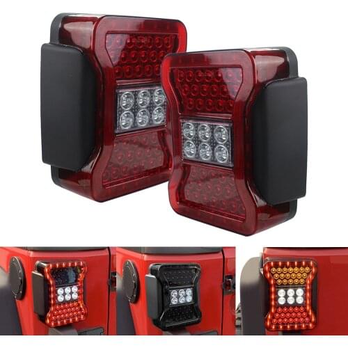 2X LED Tail Light DRL Brake Reverse Turn Signal Rear Taillight Assembly Lamp For Jeep Wrangler JK 2007-2017