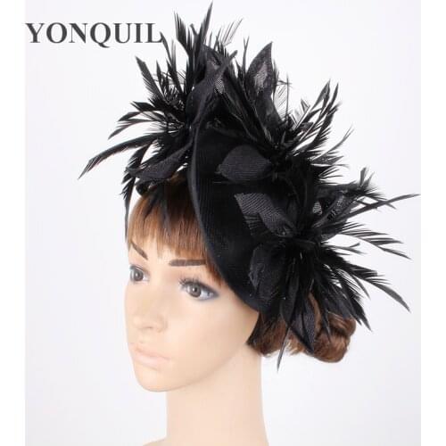 Wedding New Hair Black Fascinator Millinery Hats Bride Elegant Headband Fedora Marry Event Headdress For Ladies Party Millinery