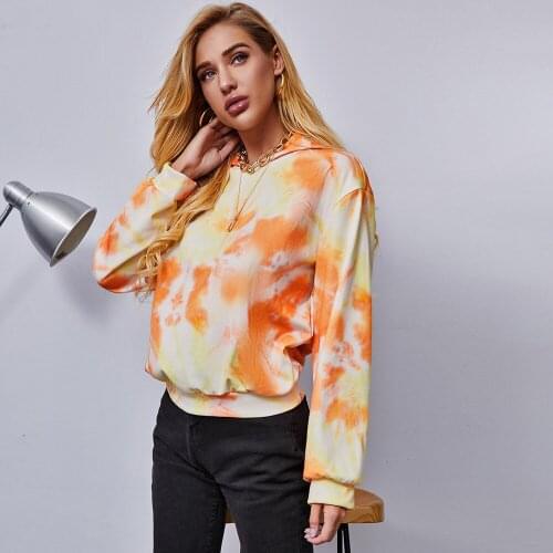 WomenS 3D Printed Hoodie Sweatshirts Tops Star Print Hoodies Woman Pullvoer Long Sleeve Shirt Tie Dye Print Pullvoer