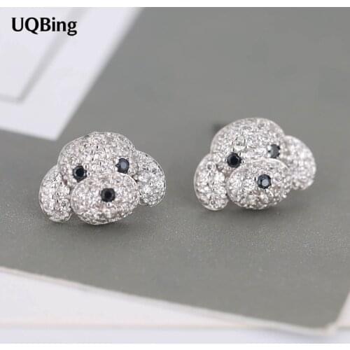 2018 New Fashion 925 Sterling Silver Rhinestone Dog Stud Earrings For Women Jewelry Free Shipping Brincos