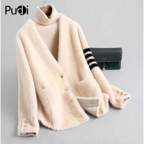 PUDI women winter 100% natural fur coat warm jacket girl fur coat lady female jacket over size parka A89003