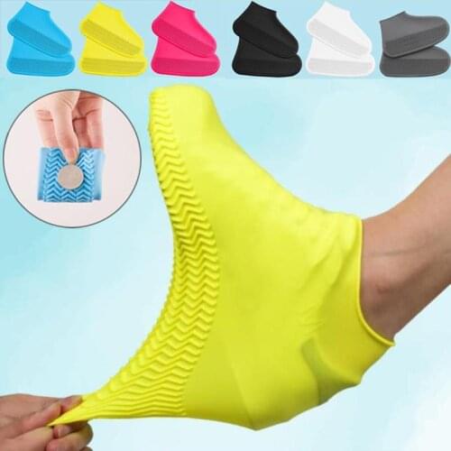 1 pair Reusable Silicone Shoe Covers Waterproof Boots Shoes Protectors Rain Boots for Outdoor Rainy Days