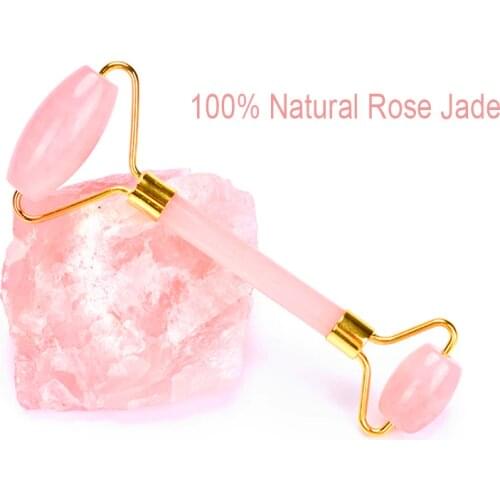 100% Natural Jade Roller Anti Aging Rose Quartz Roller Slimming Face Massager Lifting Tool Facial Massage Roller for Eye Neck