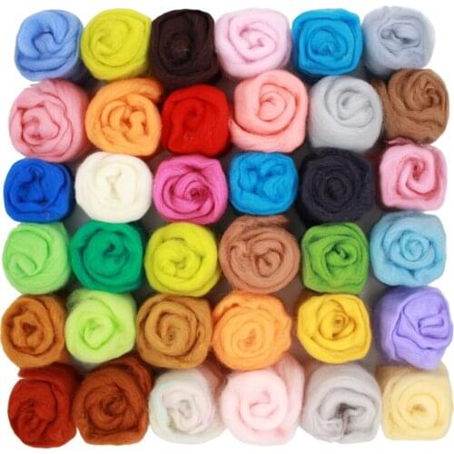 36 Colors Wool Felting Candy Color Roving Wool Felt Yarn Set Felt Fiber Material DIY Making Poking Poking Fun Wool Felting Yarns