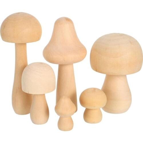5/6/7/9/10pcs Wooden Mushroom Set Natural Unfinished DIY Craft Painting Peg Dolls Ornament Handmade Graffiti Kids Toy