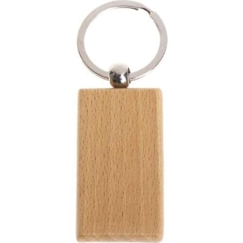 50 Blank Wooden Keychain Rectangular Engraving Key ID Can Be Engraved DIY