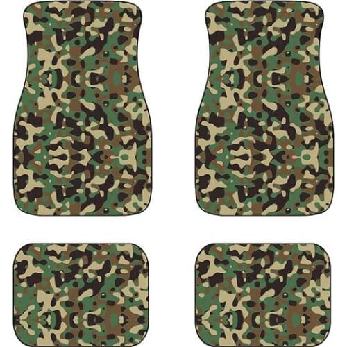 Aimaao Green Army Camo Print Car Floor Mats All Weather Heavy Duty Floor Protection Carpets for Car SUV Truck Van Sedan