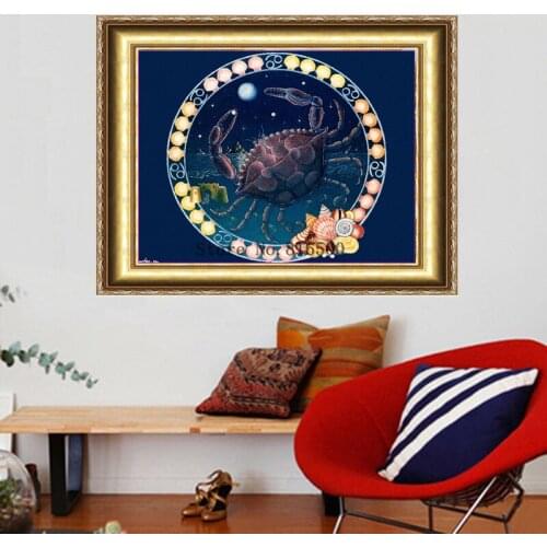 2015 Full Embroidery Cancer Zodiac Pattern Astrology Diy Diamond Painting 3d Mosaic For Square Diamonds Rhinestone Cross Stitch