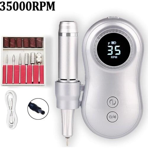 35000RPM Electric Nail Drill Machine Portable Rechargeable Long Battery Life For Manicure Pedicure With Cutter Art Machine Tool
