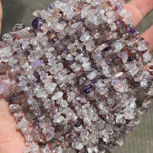 Natural Stone Purple Amethysts Quartz Rutilated Beads 4-7mm 15'' Strand Irregular Natural Chip Stone Beads For Jewelry Making