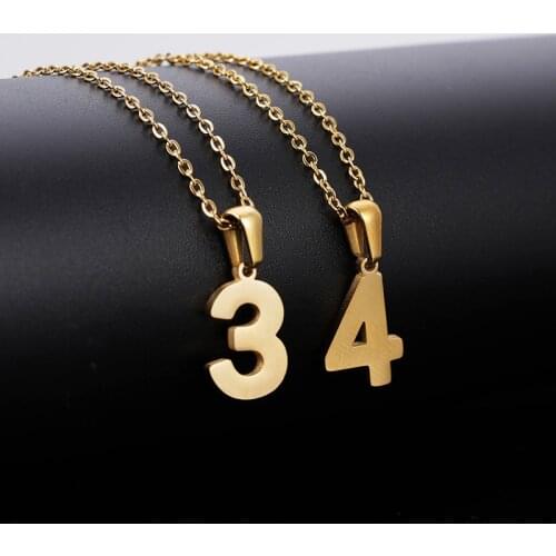 Stainless Steel Lucky Number Pendant Necklace Arabic Numerals Pendants Chain for Women Men Birthday Gifts Anniversary Jewelry