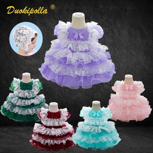 Baby Baptism Dresses Princess Lace Tutu dress Summer 1st Birthday Dress for Baby Girl Christening Gowns Toddler Lolita Costume