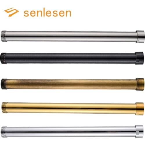 Shower Mounting Brackets 12" 30 CM Solid Brass Chrome Round Bathroom Shower Faucet Pipe Extension Tube Bar Shower Holder Arm