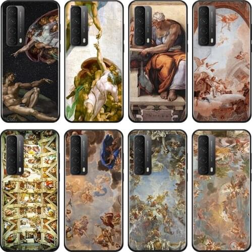 Art Fresco Michelangelo For Huawei Y9A Y9S Y9 Y8P Y8S Y7A Y7P Y7 Y6 Y6P Y6S Y5P Y5 Prime Pro 2019 2020 Black Phone Case